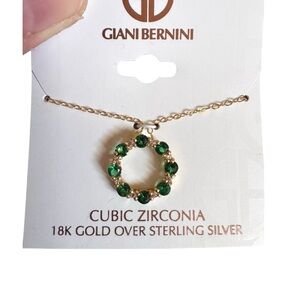 Giani Bernini Gold Necklace with Green Stones NWT
